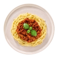 na talerzu spaghetti z roślinny Qurczak Mielone.jpg